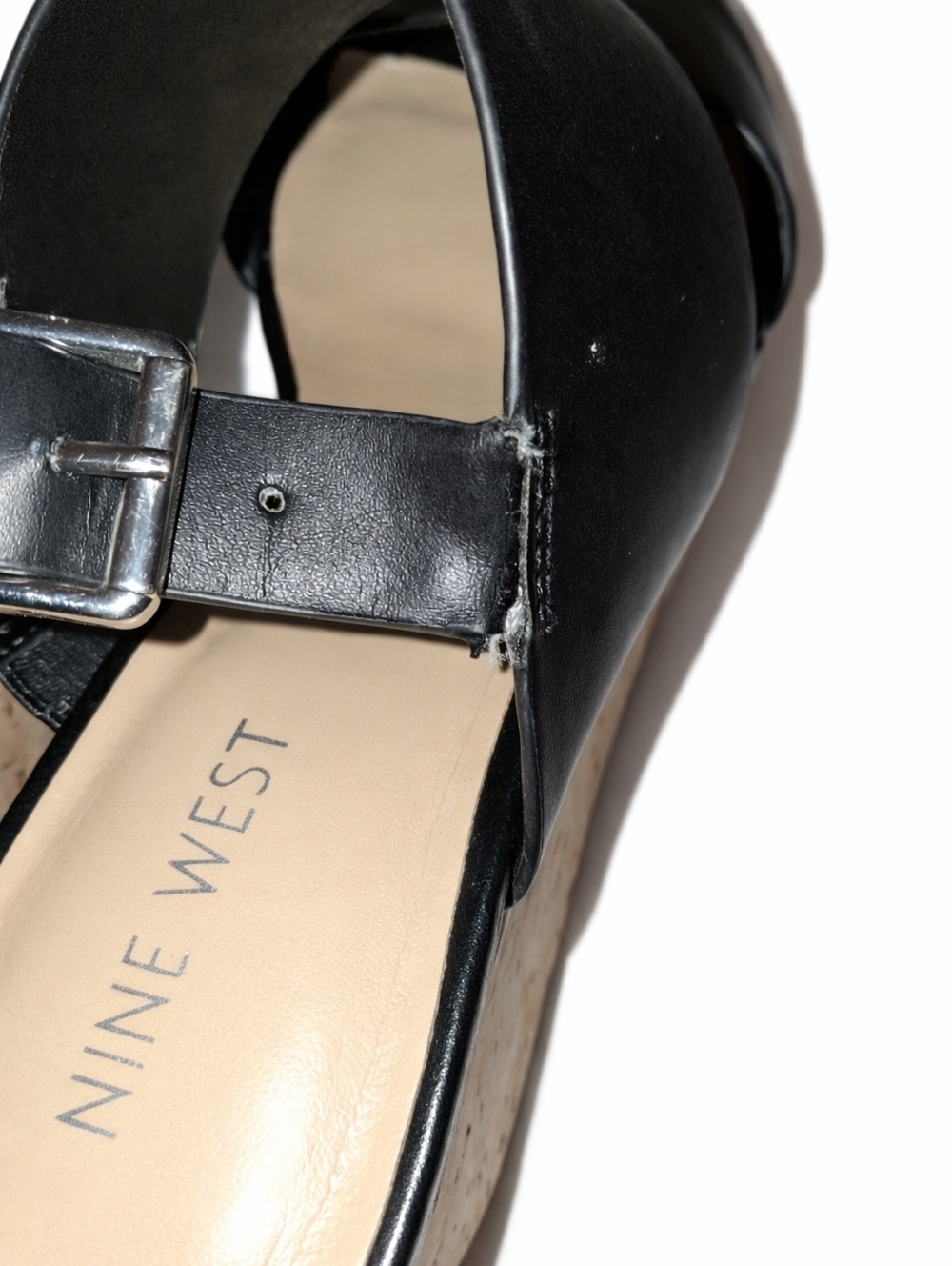 Nine West Women's Black Leather Slingback Sandals - Picture 2 of 5
